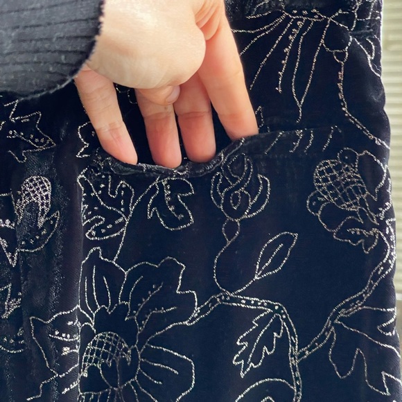 The Kooples NWT BLACK VELVET SUIT TROUSERS with Glitter Floral Print - Picture 14 of 16